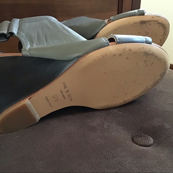 Rag & Bone Leather Open Toe wembley Wooden Wedge - Picture 4 of 6